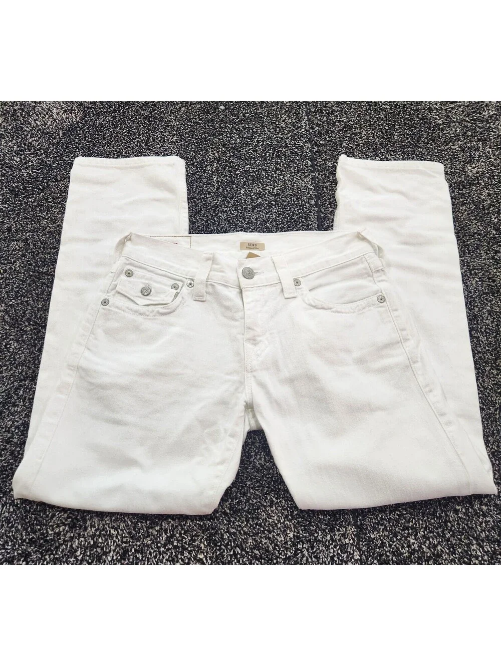 True Religion GENO Relaxed Slim Men Optic White Denim Jeans Size 30 Made in USA